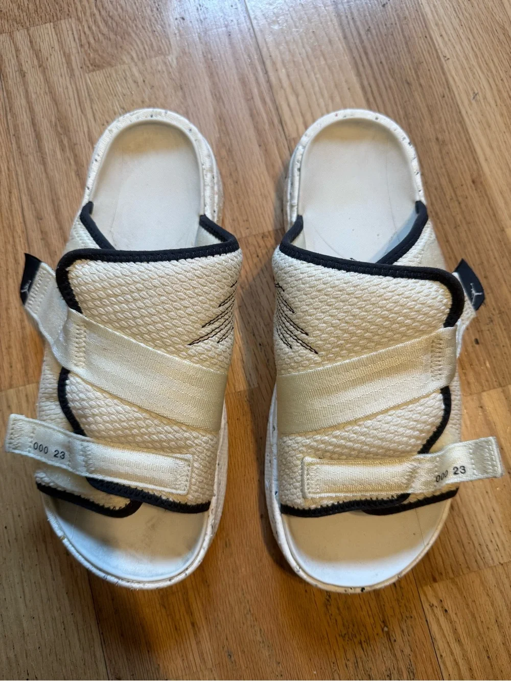 Jordan Cream and Black Adjustable Slide Sandals
